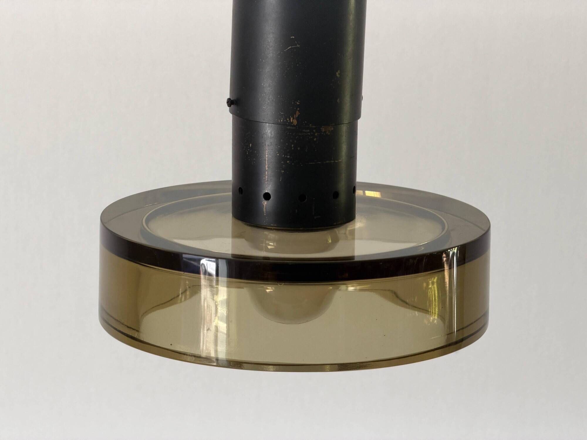 Flush mount in glass and yellow-brown metal by Seguso, 1950s, Italy.