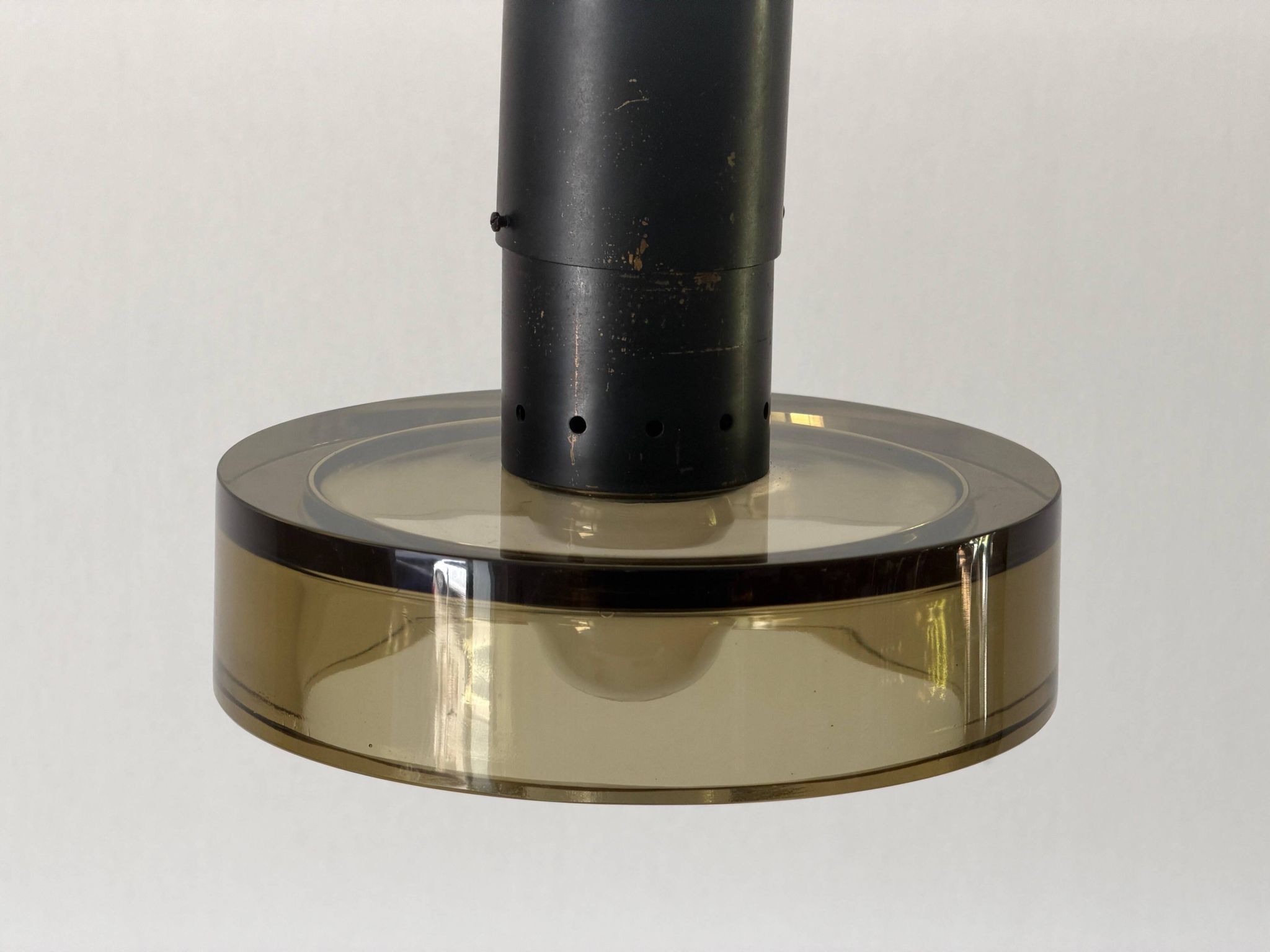 Flush mount in glass and yellow-brown metal by Seguso, 1950s, Italy.