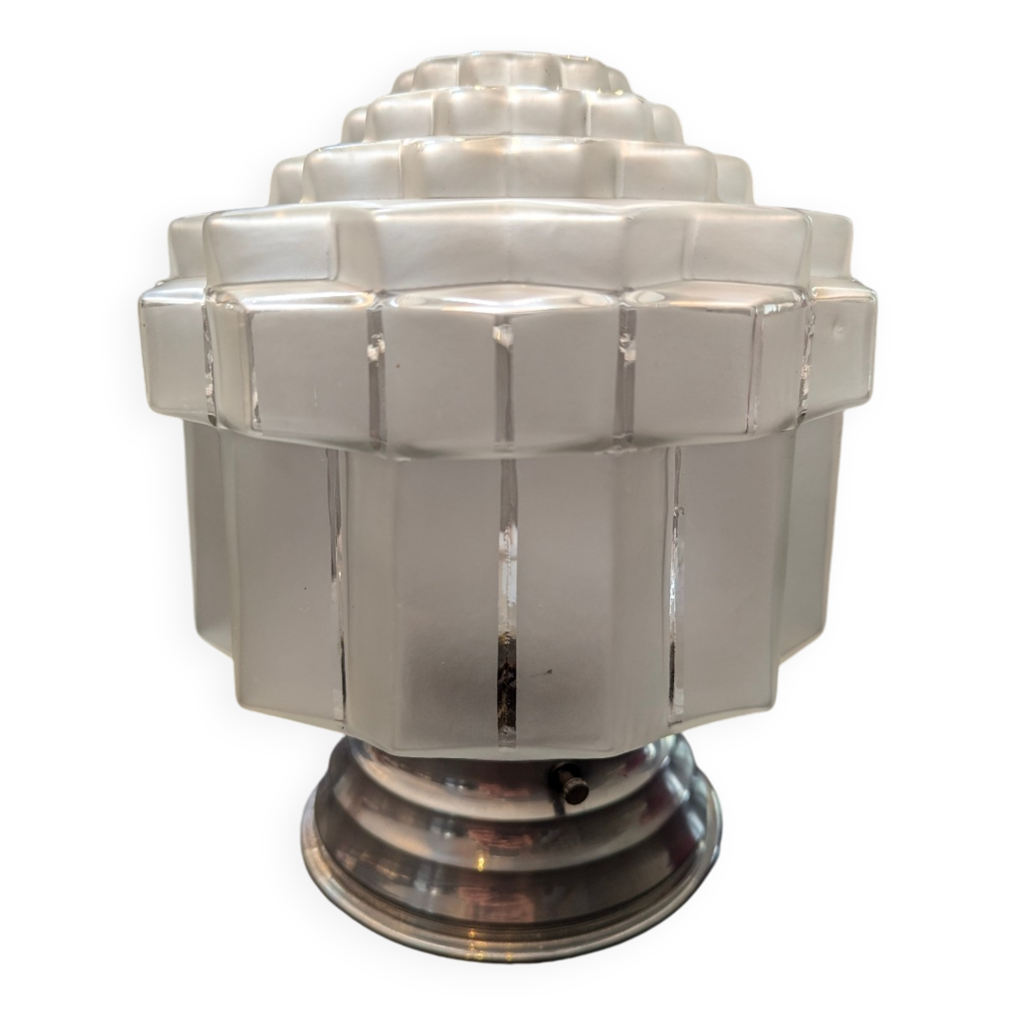 Ancien Globe Plafonnier Moucheté Art Déco – Suspension Lustre Vintage – Marque Globe
