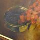 Tableau Nature morte aux cerises & citron, huile sur toile début XXème