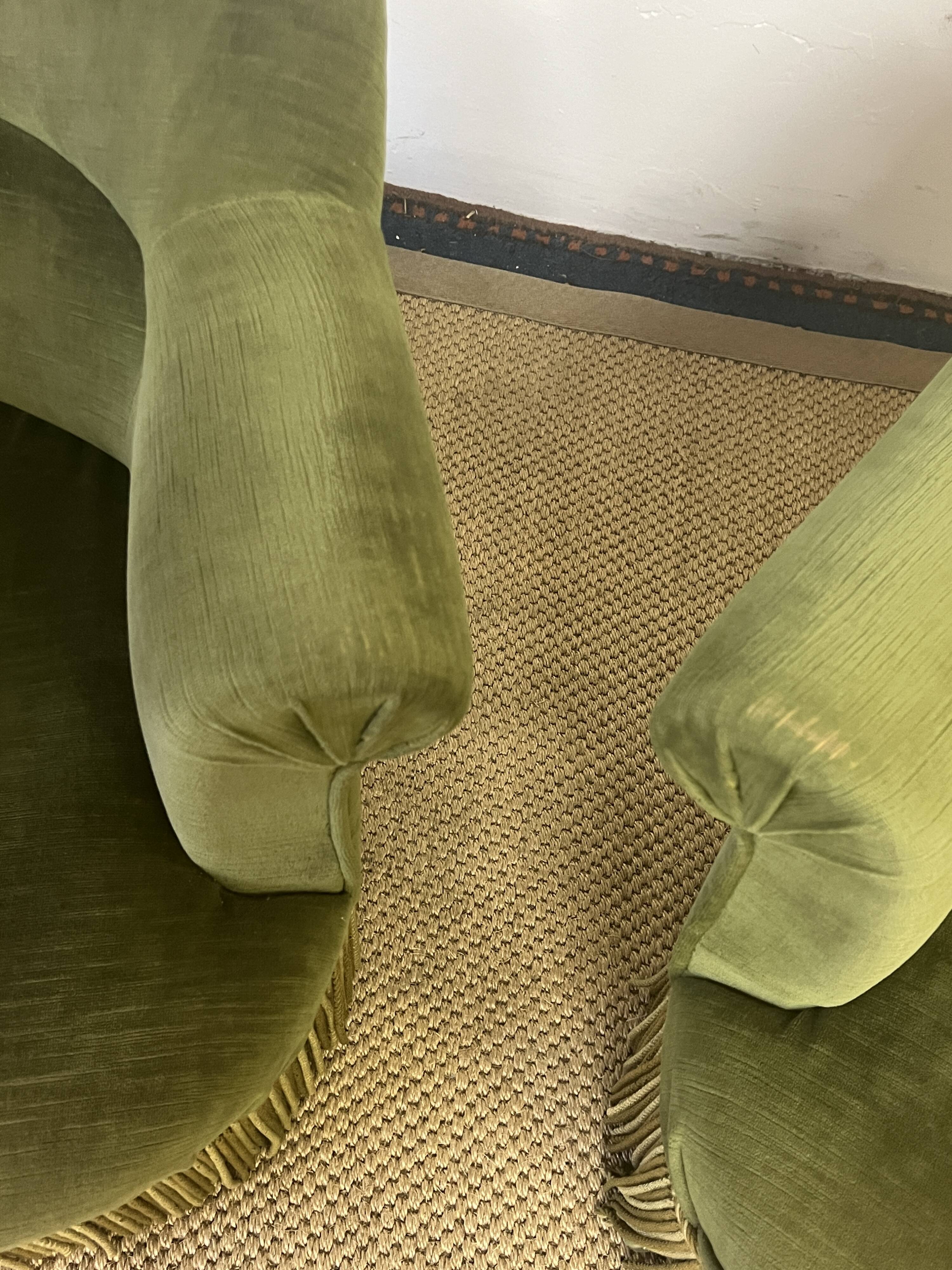 Pair of green toad armchairs