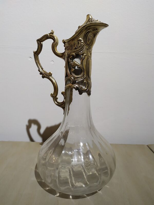 Aiguière en verre et metal argenté