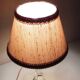 Bedside lamp with glass base and beige fabric lampshade / vintage 60s-70s