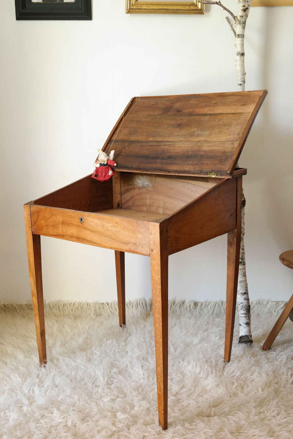 Old schoolboy walnut desk