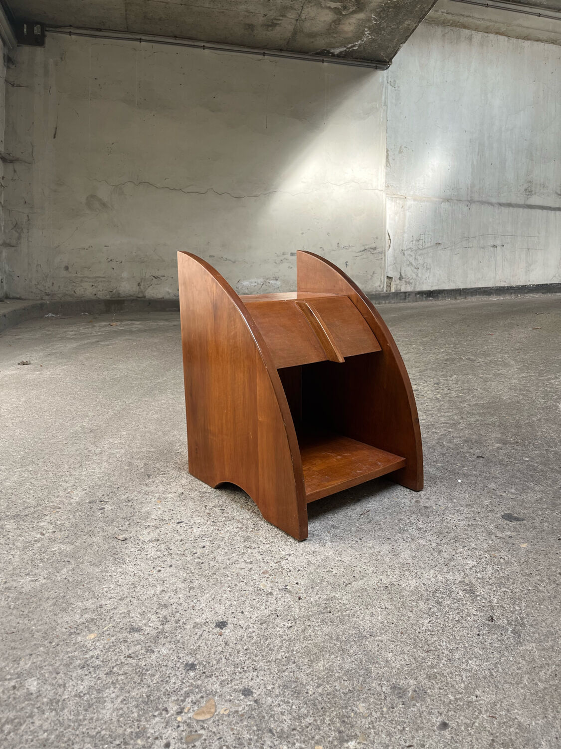 Futuristic wood bedside table 1960