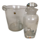 Orrefors ice bucket and shaker set by Nils Landberg, Sweden, 1950s.