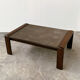 Vintage Belgian oak & fossil slate coffee table, brutalist modern, 1970s