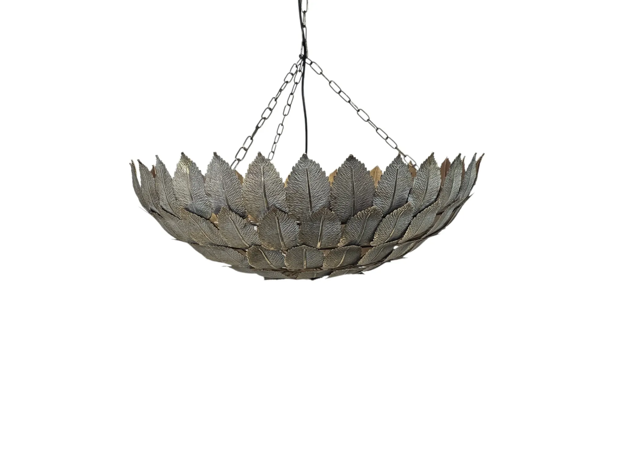 Hollywood Regency - patinated bronze - 'leaf' pendant lamp - 2000