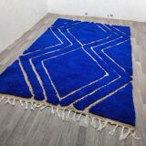 Tapis marocain bleu décoré 250cmx150cm