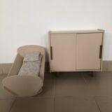 Doll's cradle and wardrobe