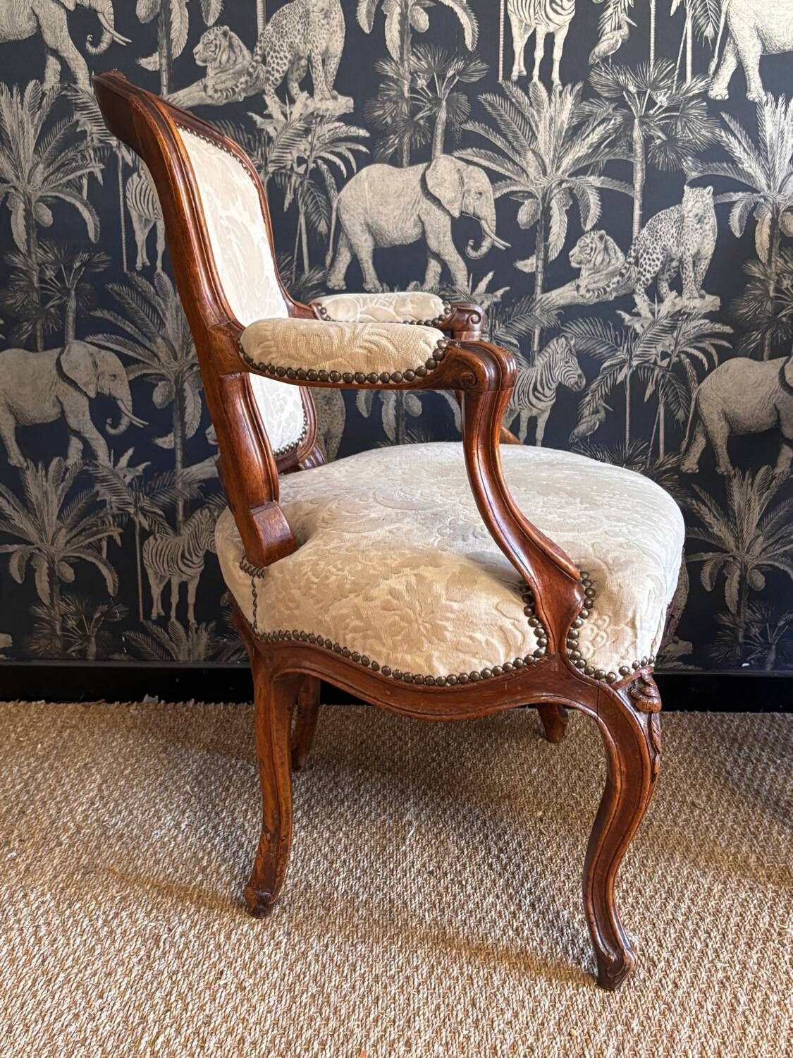 Pair of Louis XV armchairs stamped Nogaret in Lyon, 18th century