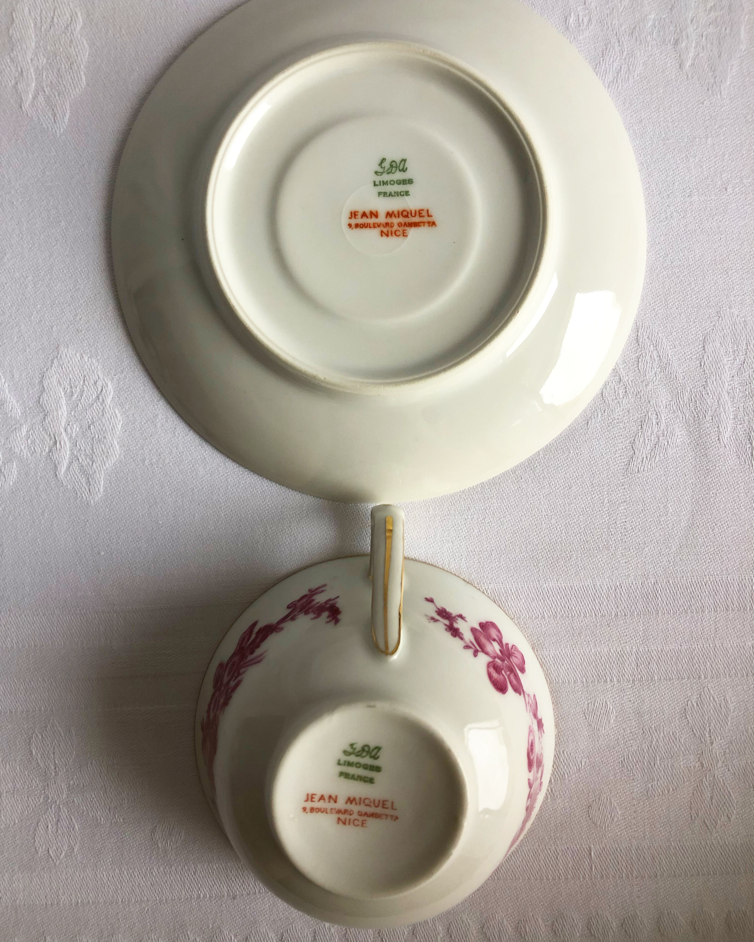 Limoges fine porcelain cup and under cup