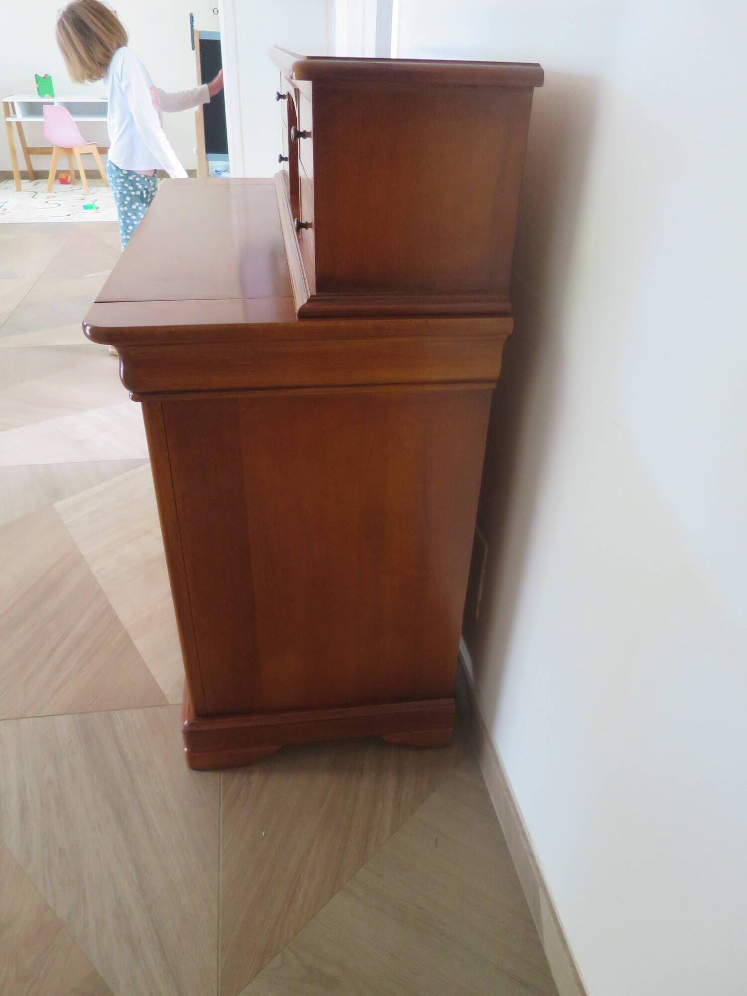Vintage commode secretary dressing table sliding top 7 drawers cherry wood