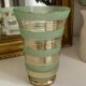 Vintage 1950s Art Deco vase in green granite glass with gold trim