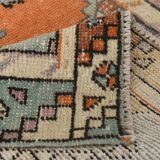 3x10 Orange Blue Handmade Geometric Vintage Runner Rug, 85x304Cm