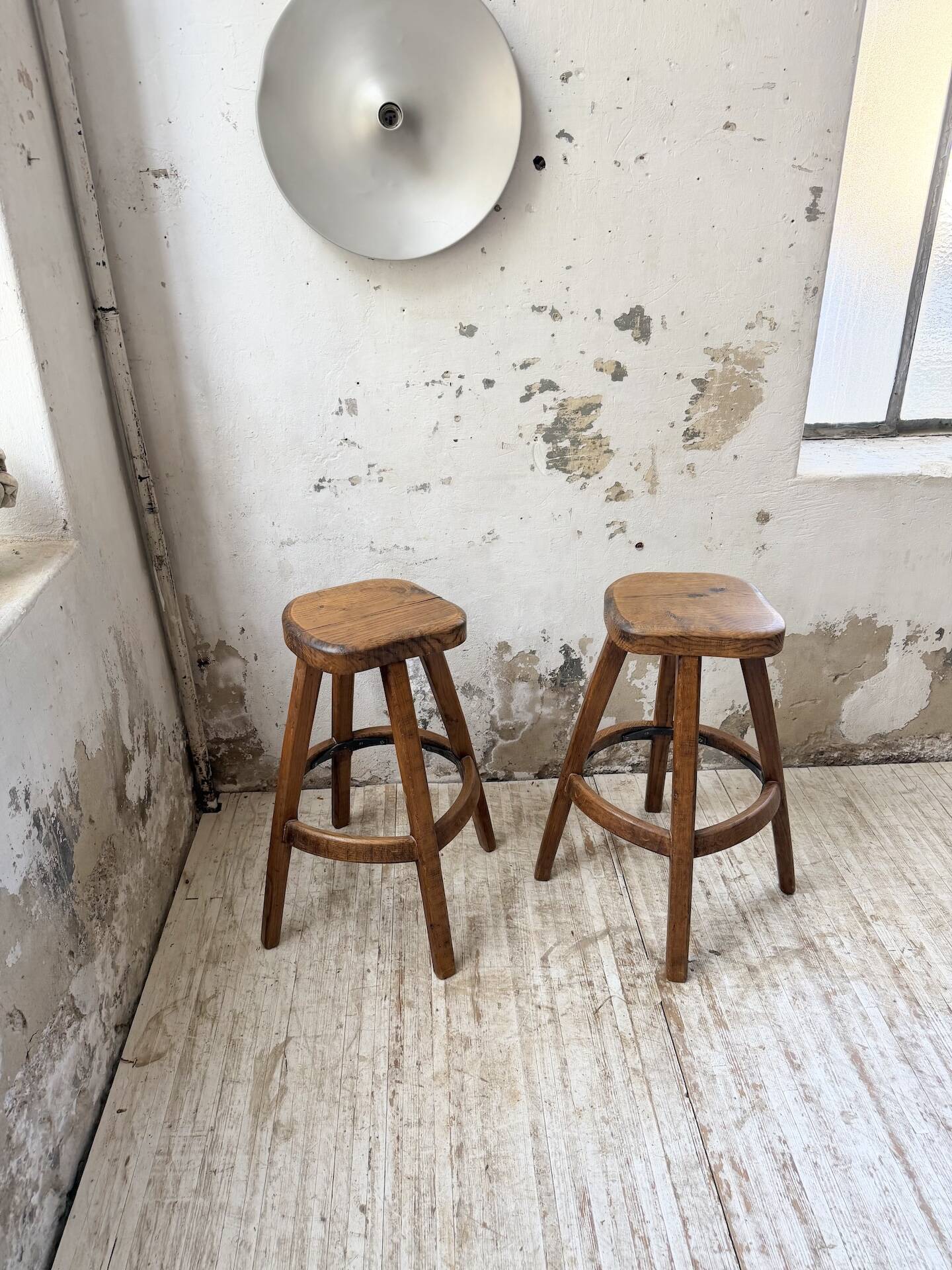 Pair of Henri Bataille stools in oak