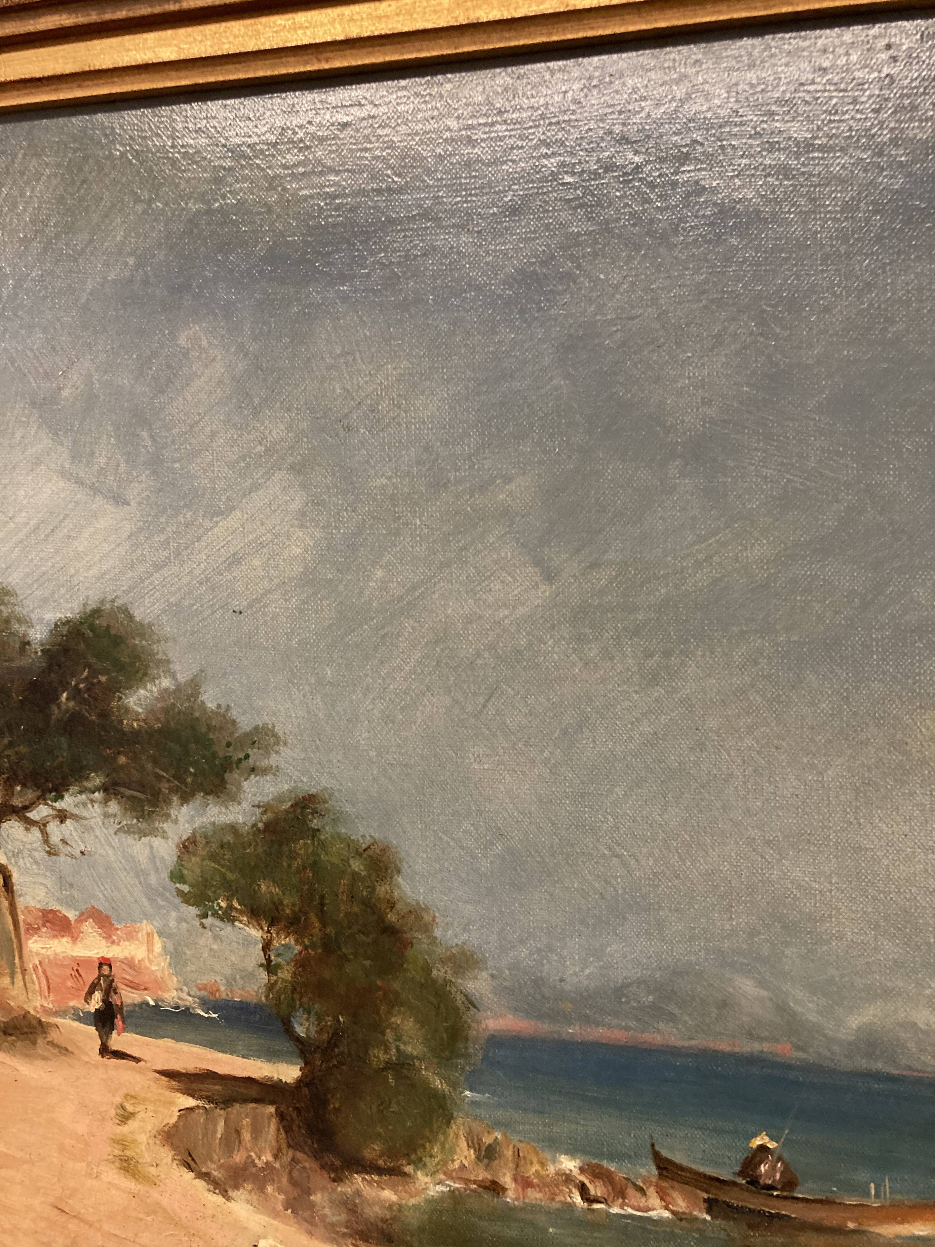 Peter baumgartner (1834-1911), seaside landscape, oil on canvas