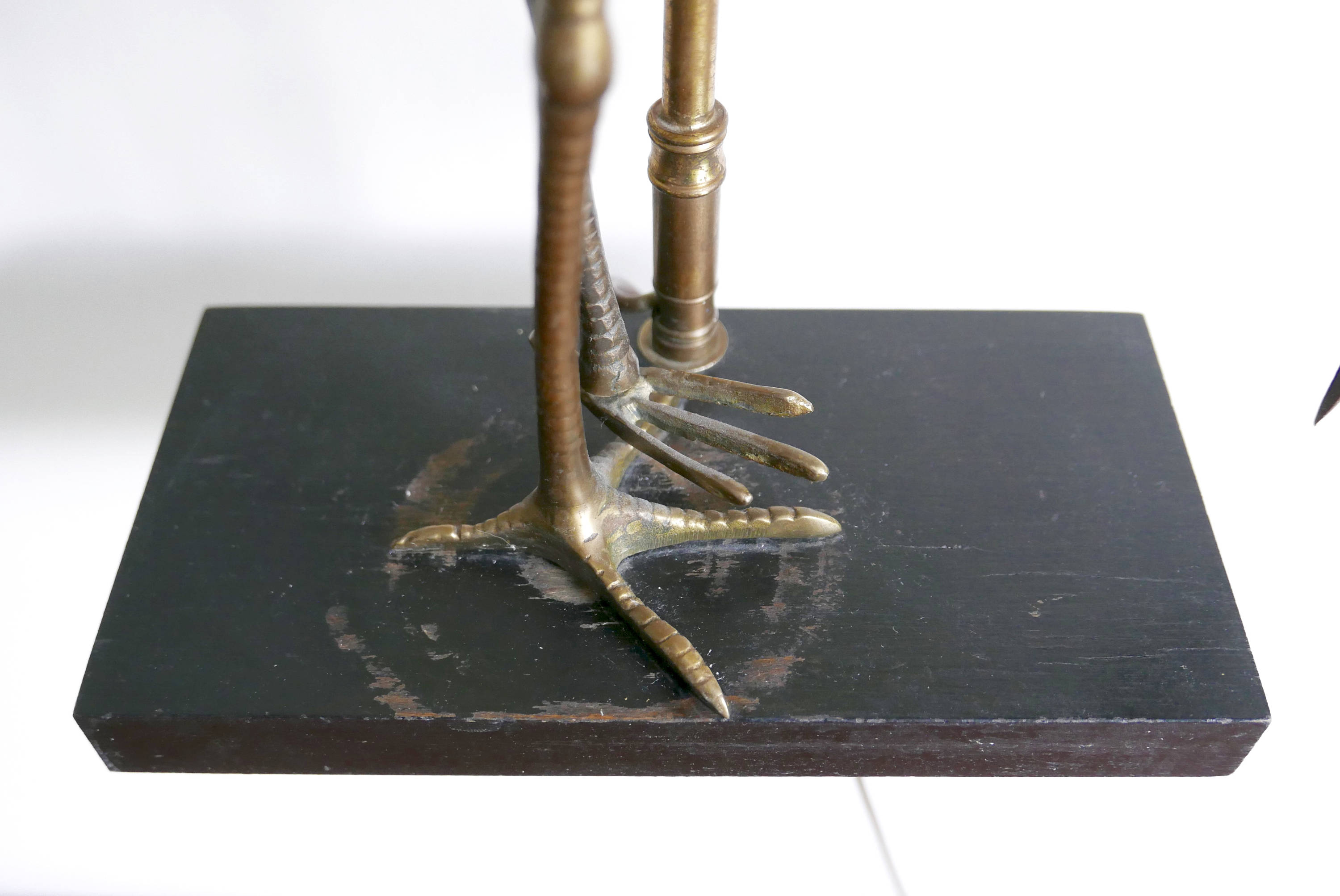 Imposing sculpture heron brass lamp 50 years