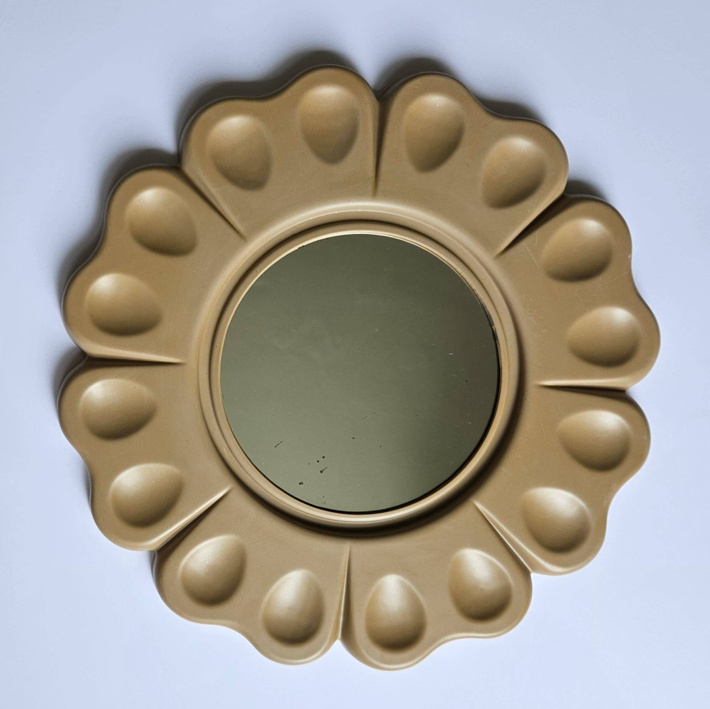Rare Midcentury Flower Wall Mirror, Italy, 1970s