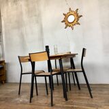 Vintage square table feet black compass tray solid beech