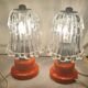 Paire de Lampes Champignon Orange Vintage 70's