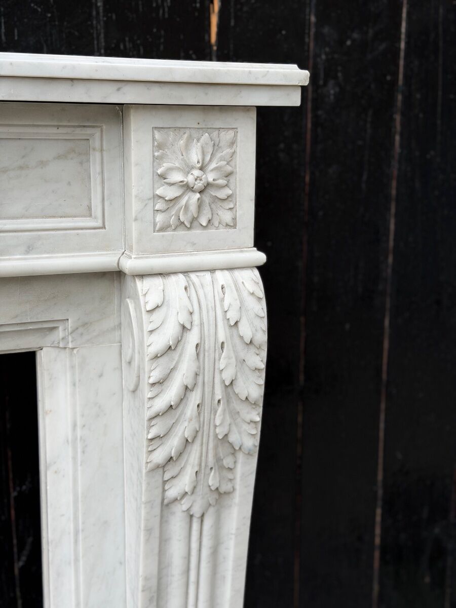 Louis XVI style Carrara marble fireplace circa 1880