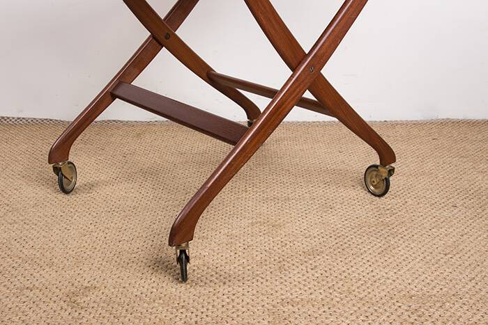 Danish folding teak rolling table, Svend Aage Madsen/Illums Bolhigus.