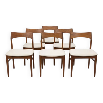 6 chaises danoises par Henning Kjaernulf en teck vintage scandinave 1960