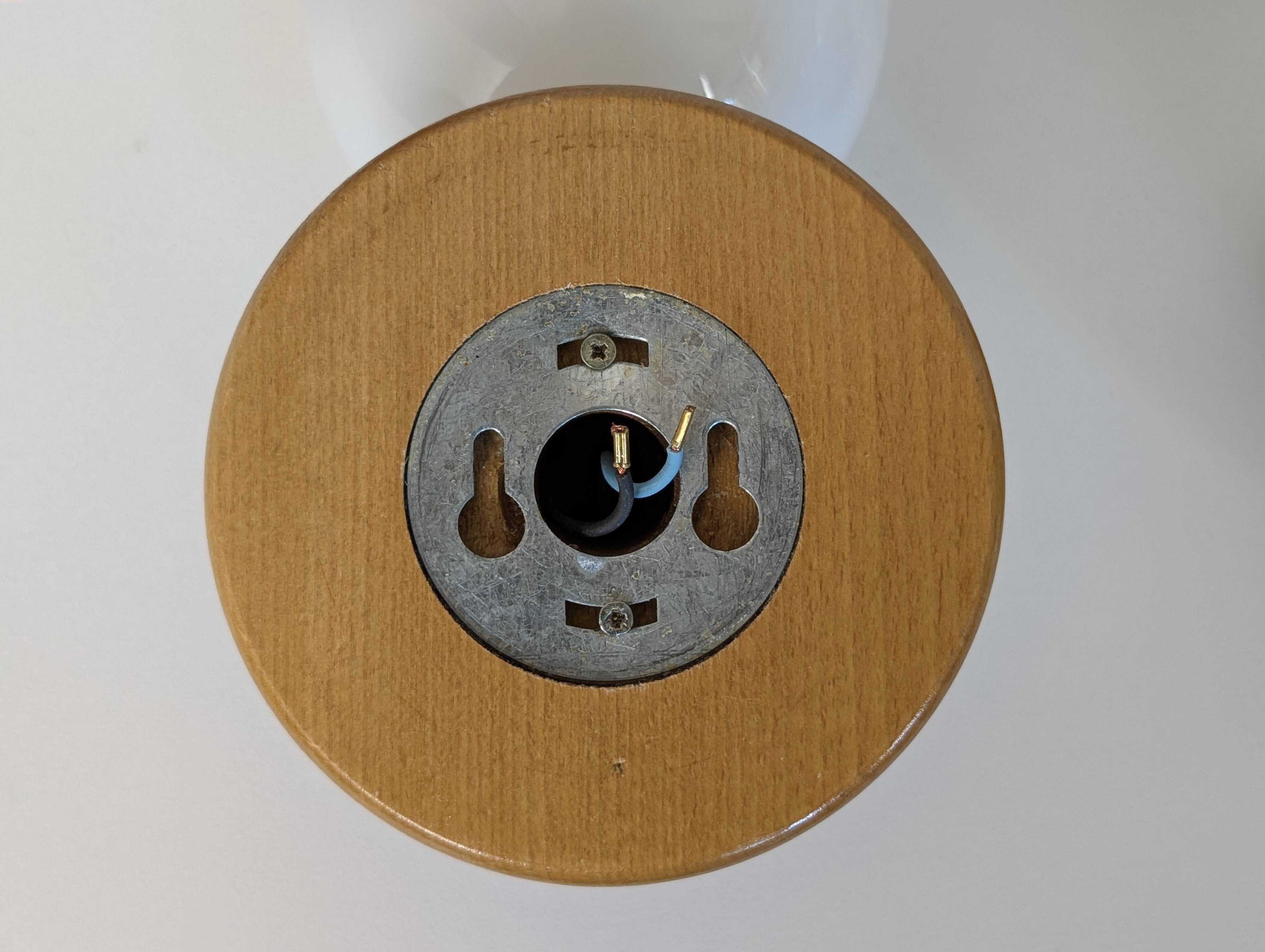 Pair of pine and opaline wall lights