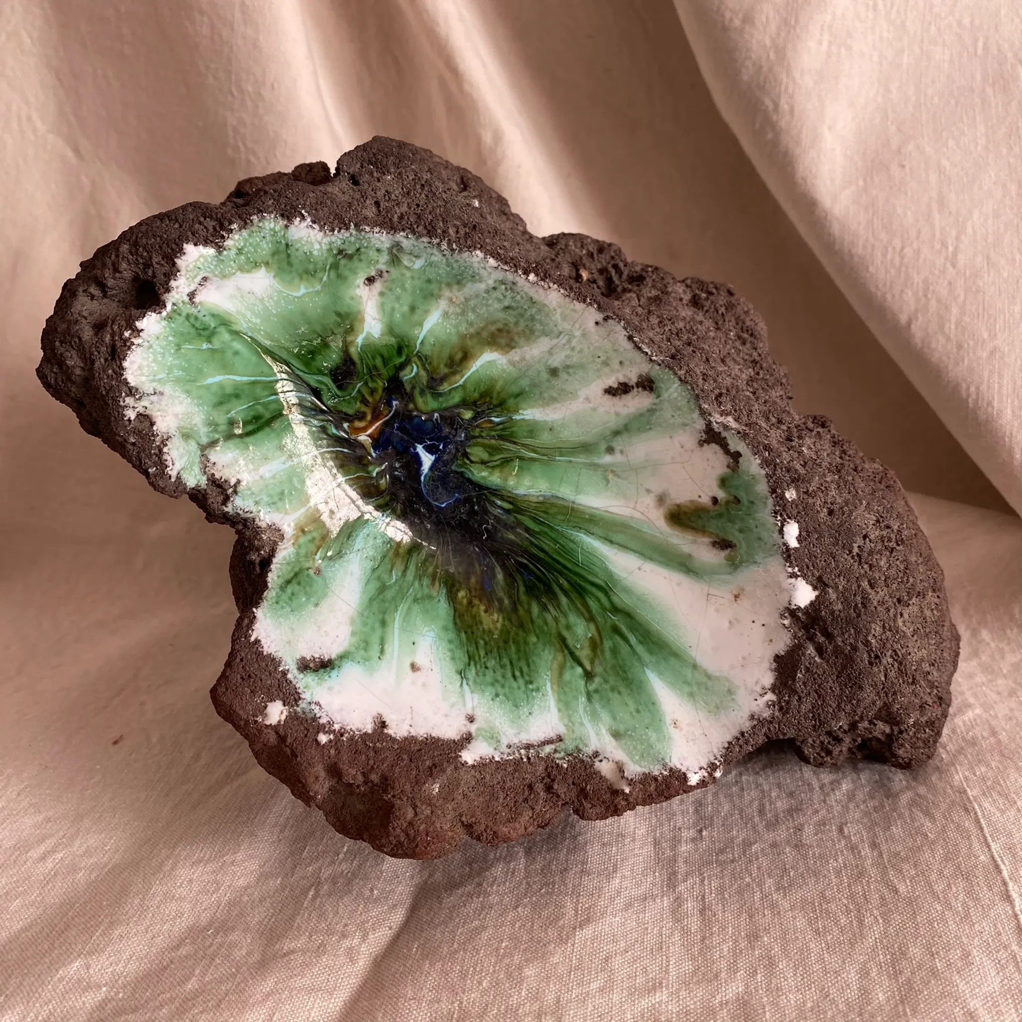 Lava stone enamelled catchall, 1970s