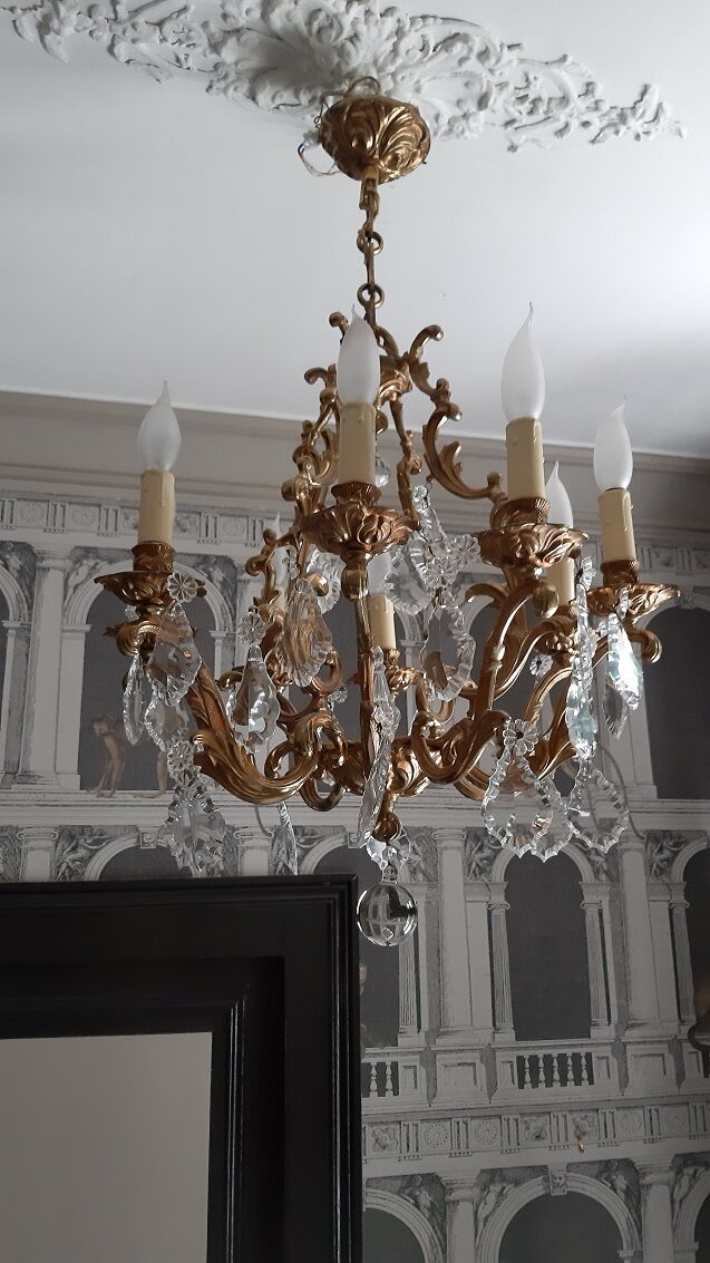 Bronze and crystal chandelier 8 fires