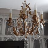 Bronze and crystal chandelier 8 fires