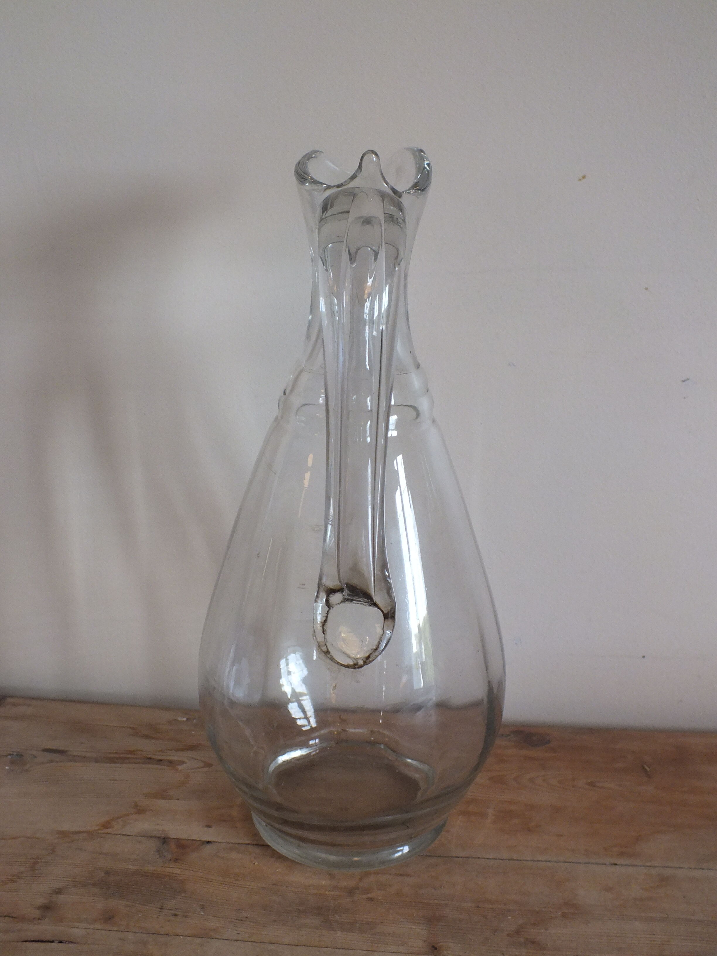 Grand pichet à cidre en verre soufflé Normandie 19ème siècle