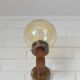 1 of 6 vintage wall lamps, rustic sconces, wood and copper amber glass 1980