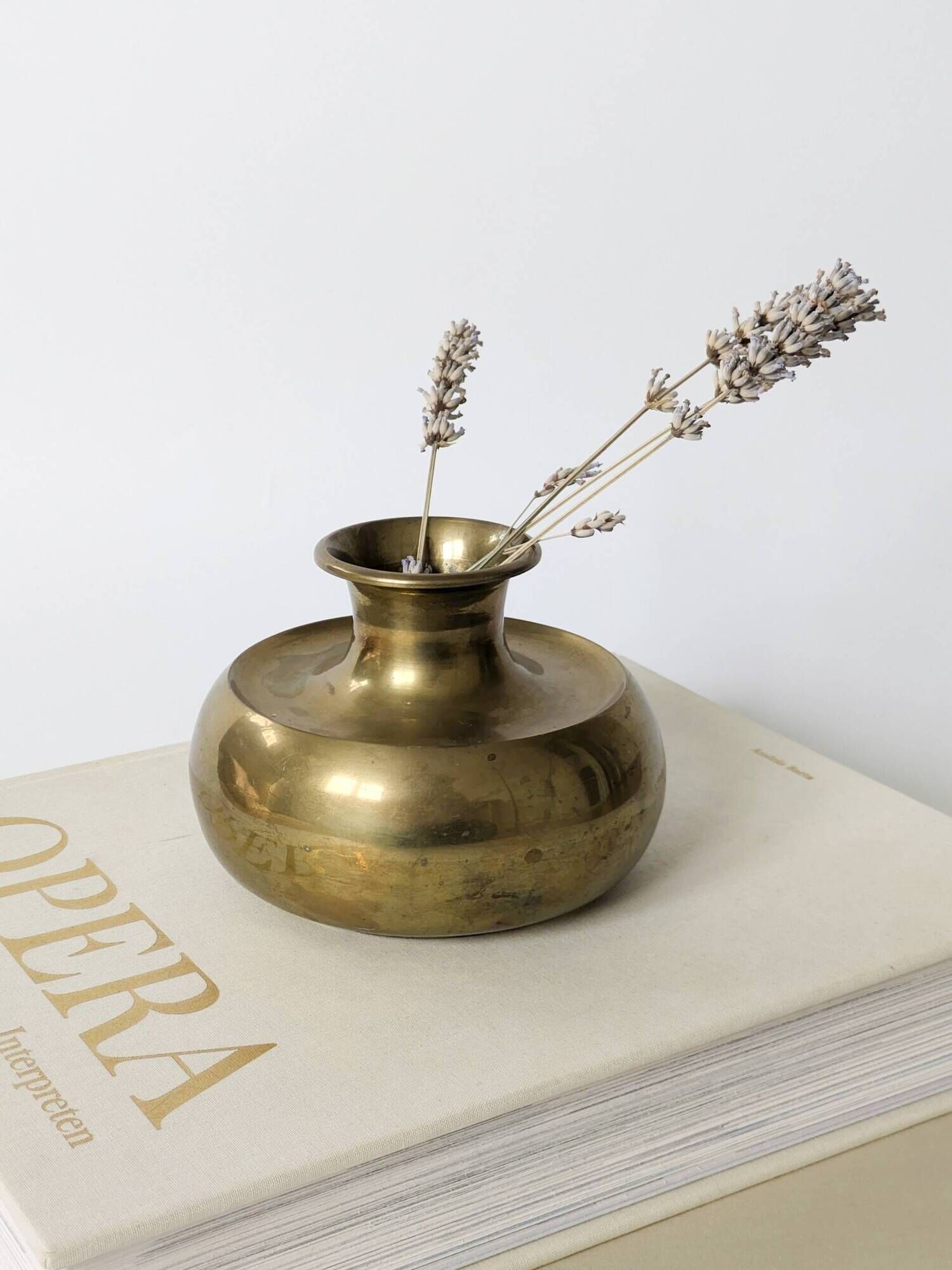 Vintage Indian Pot Lota in Brass, Sculptural Vase and Ritual Container