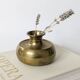 Vintage Indian Pot Lota in Brass, Sculptural Vase and Ritual Container