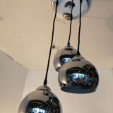 3 chrome balls pendant lamp 80s