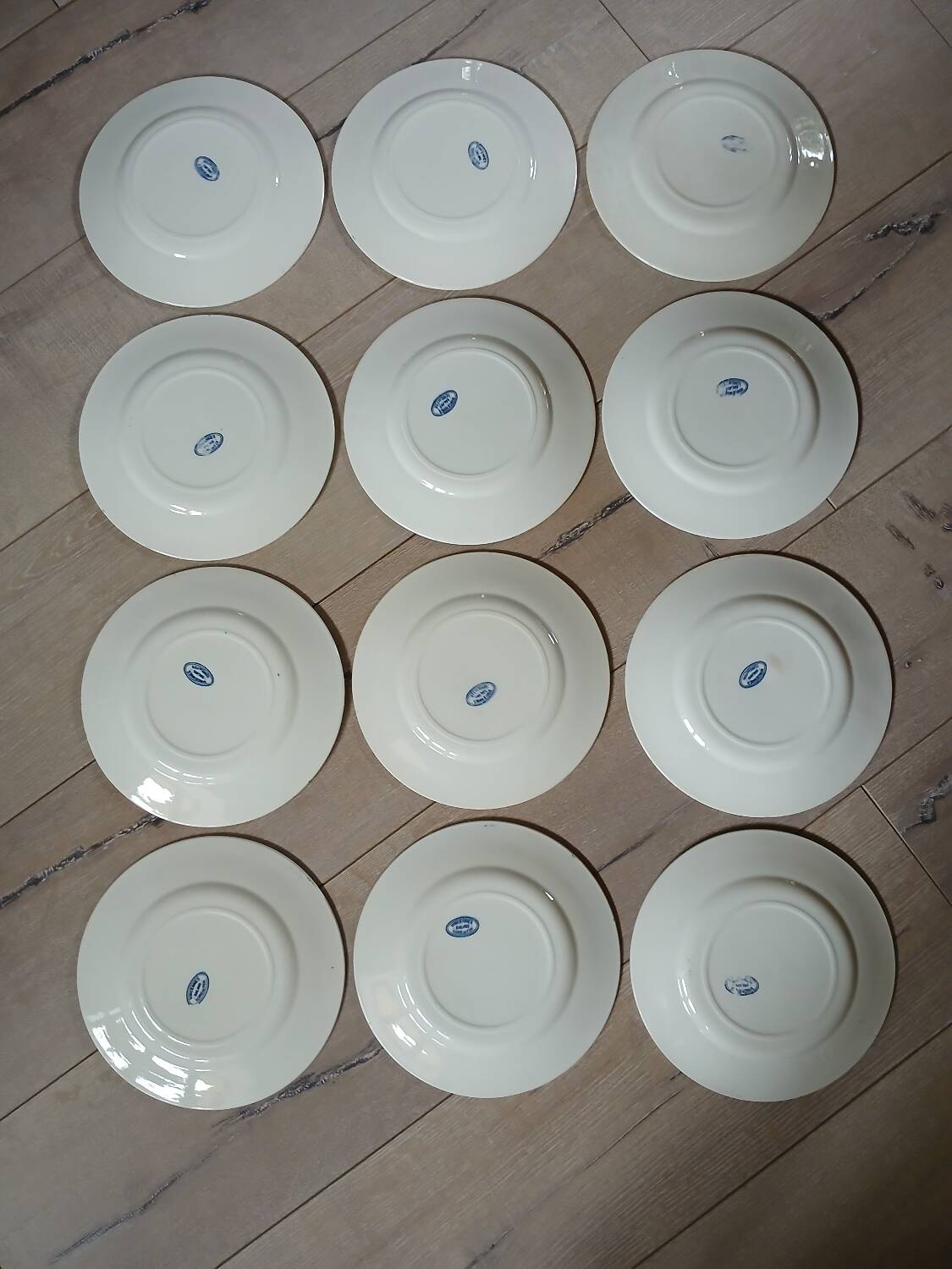 12 antique ironstone dinner plates