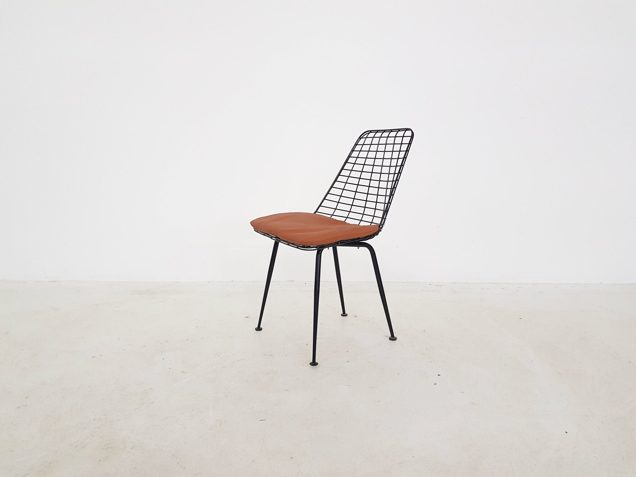 Black metal wire chair, The Netherlands 1950's