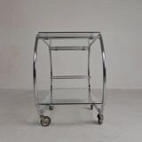 Art Deco trolley, chrome serving cart, 1950s