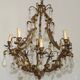 10 Light 5 Sided Bronze and Crystal Cage Chandelier
