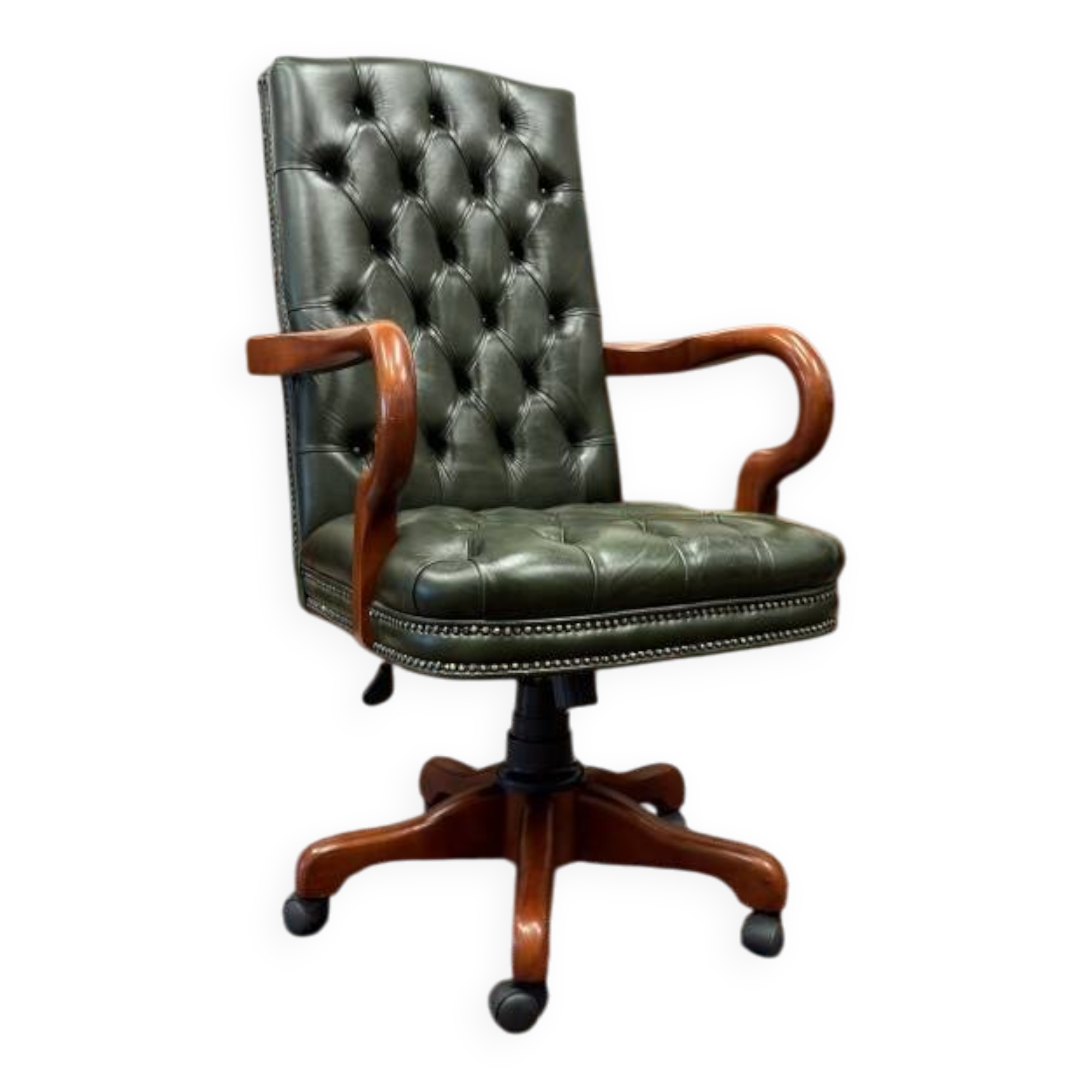 Classic English Chesterfield Desk Chair Green