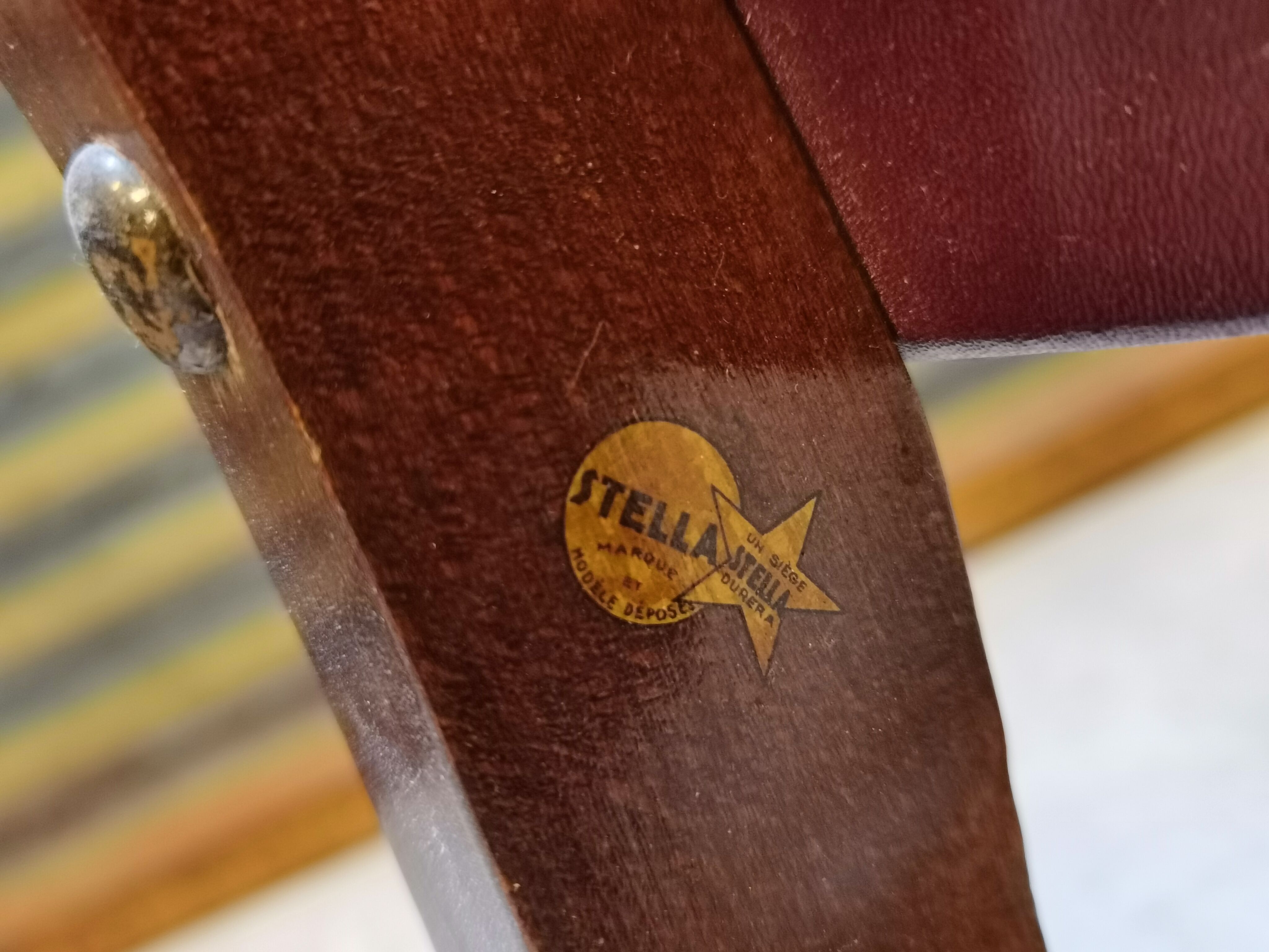Fauteuil Bridge Stella 1950 bordeaux