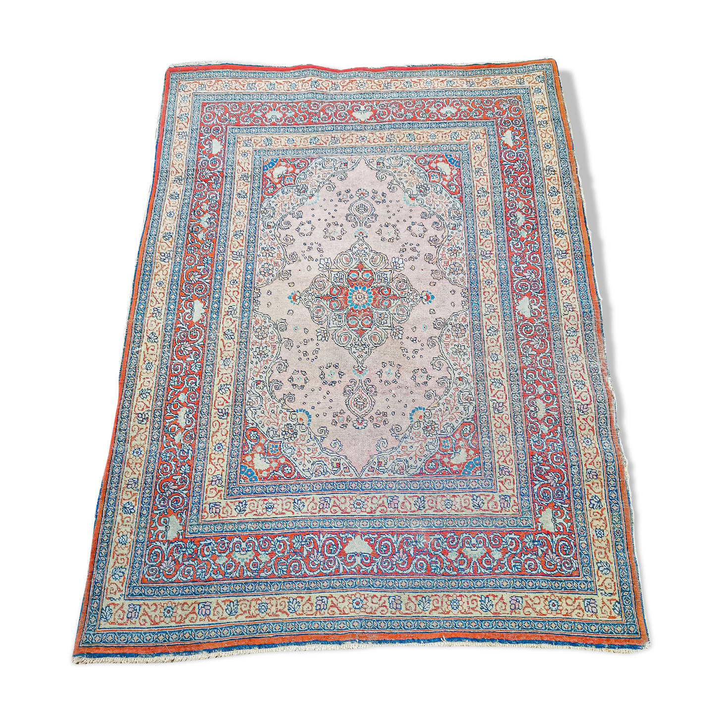Ancient Persian Oriental rug handmade Tebriz 1.74 x 1.25 m