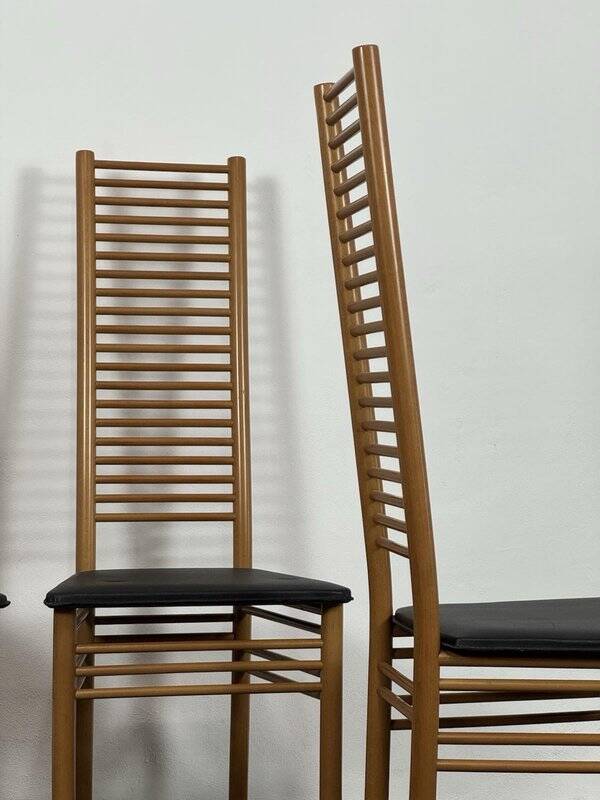 Ladder Back Dining Chairs, Italy, 1980, Set of 4