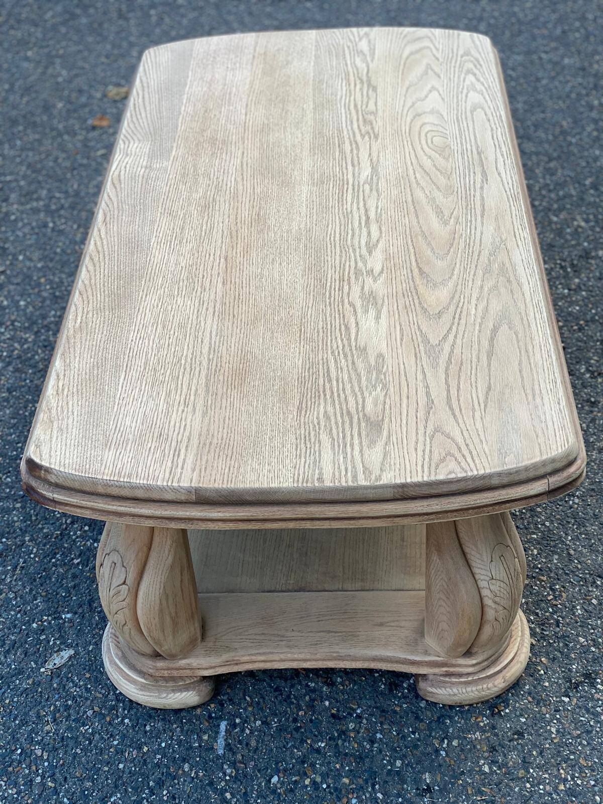 Art Deco coffee table in renovated solid oak wood
