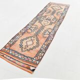 3x11 Pastel Salmon & Pink Runner, Natural Wool Runner Rug, 87x342 Cm