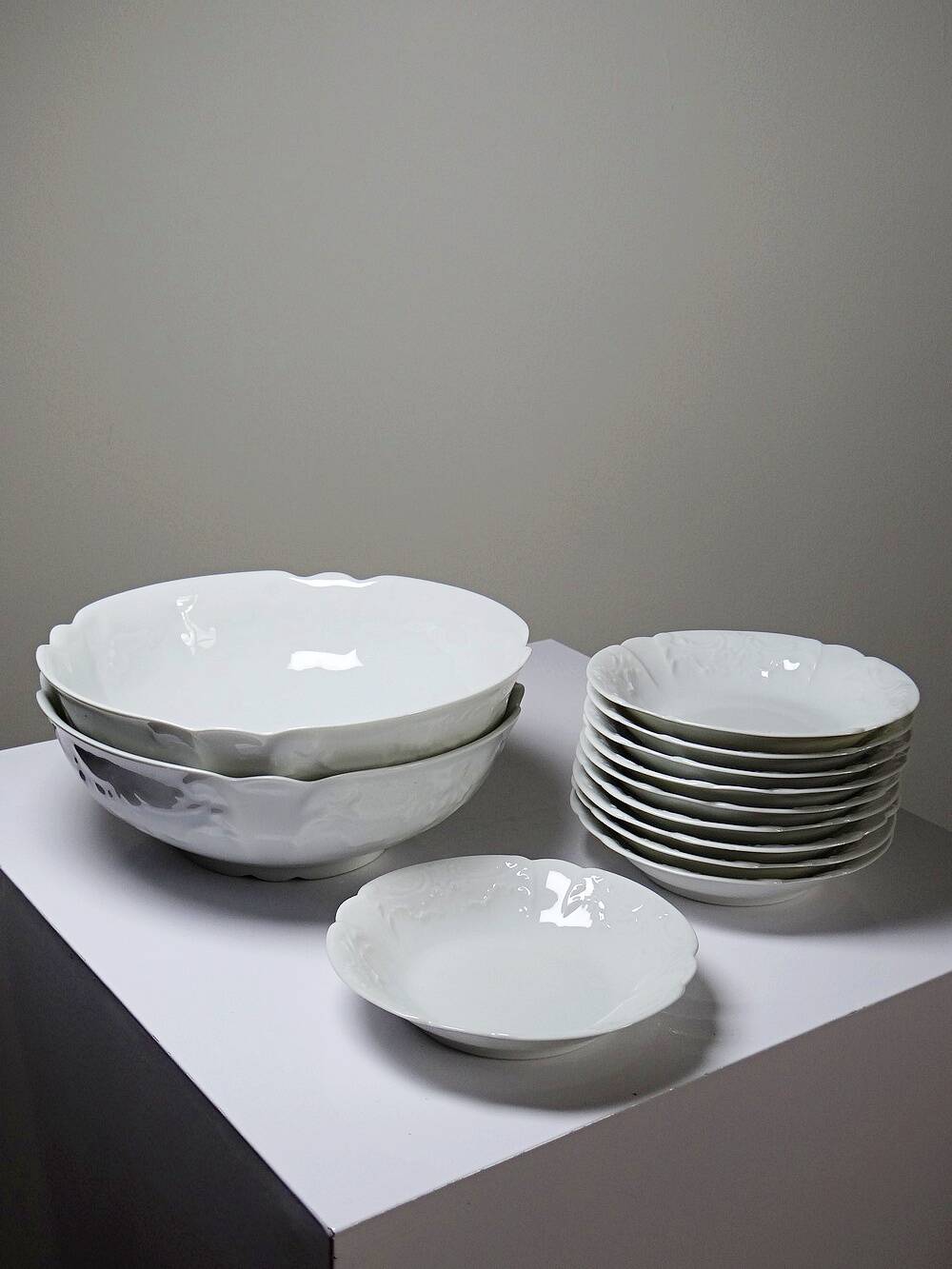 Dessert service Limoges L&Cie Lafarge 12 pieces white porcelain years