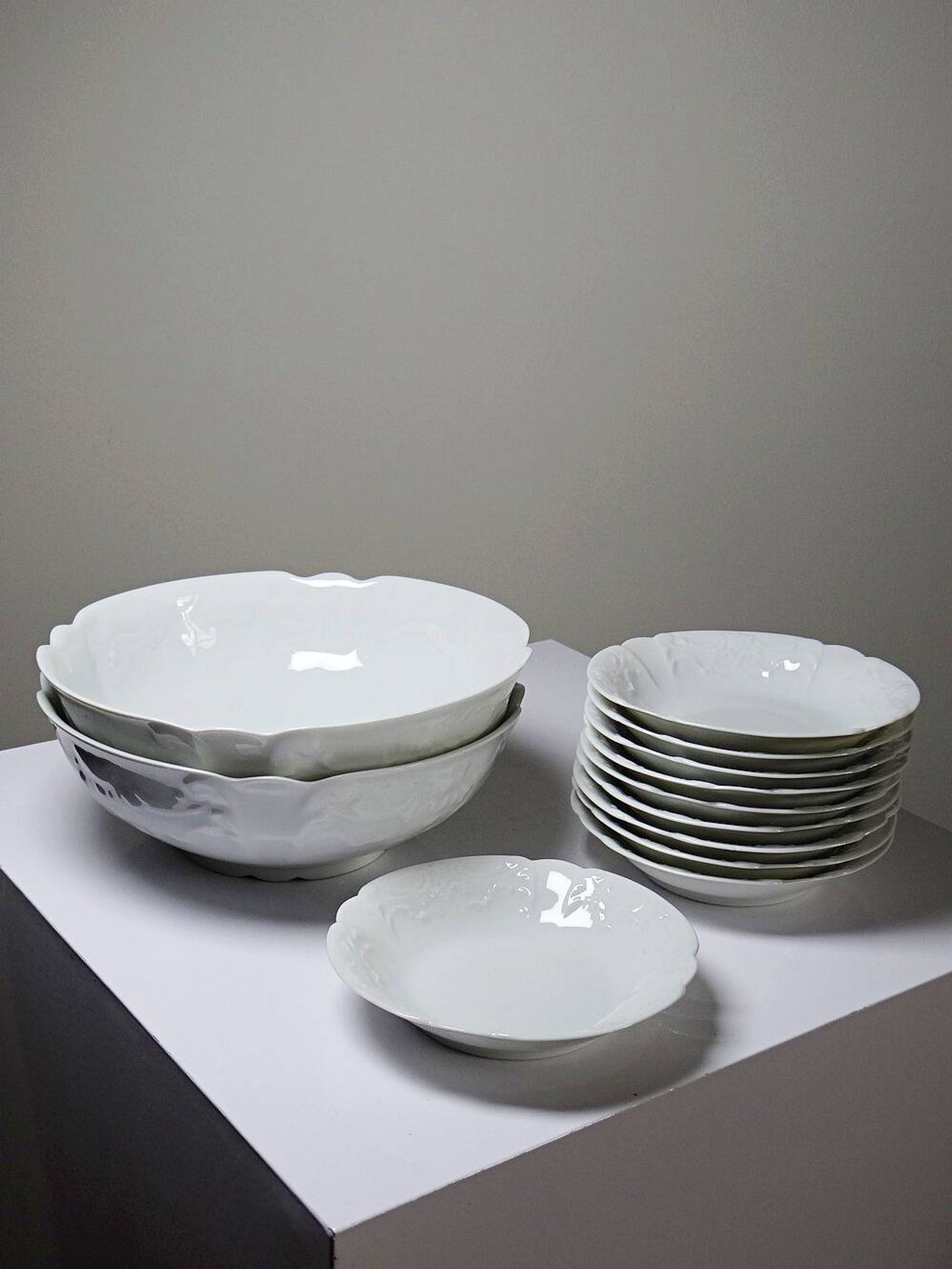 Dessert service Limoges L&Cie Lafarge 12 pieces white porcelain years