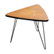 Triangle coffee table in golden blond oak base full iron of the 50s